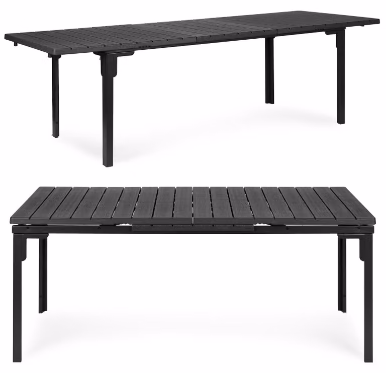 Tavolo da giardino allungabile da 180 a 240 cm, fino a 12 persone, in acciaio e HDPE grigio, MultiGarden
