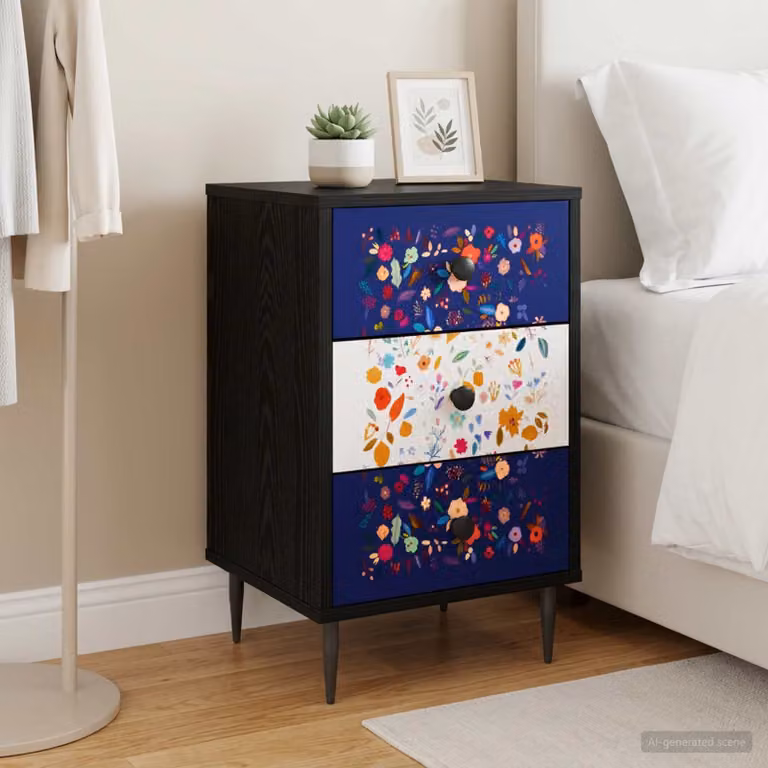 vidaXL Armadio da Notte MAINZ Rovere Nero L: 36 cm, P: 33 cm, H: 61 cm