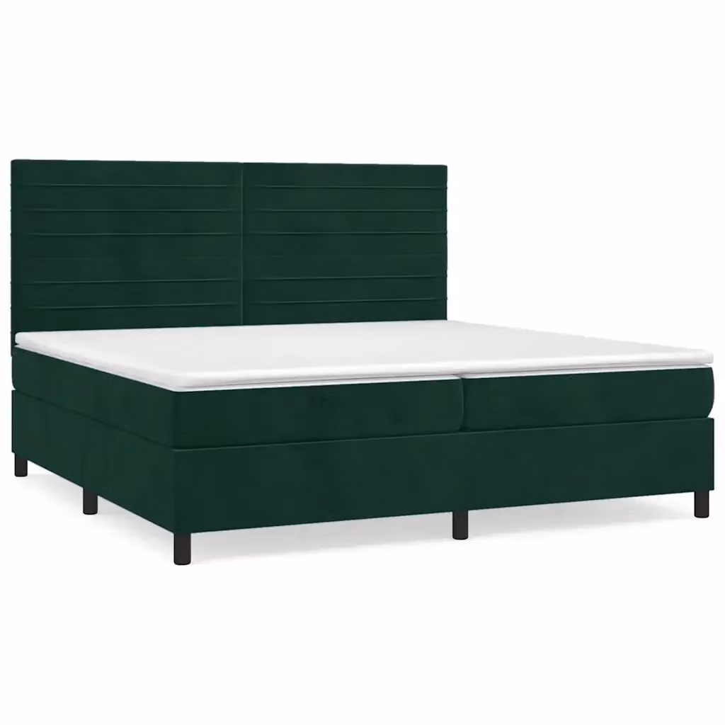 Letto Ibrido con Materasso a Molle vidaXL in Velluto Verde e Bianco L/P/H: 200 x 200 x 128 cm – 2