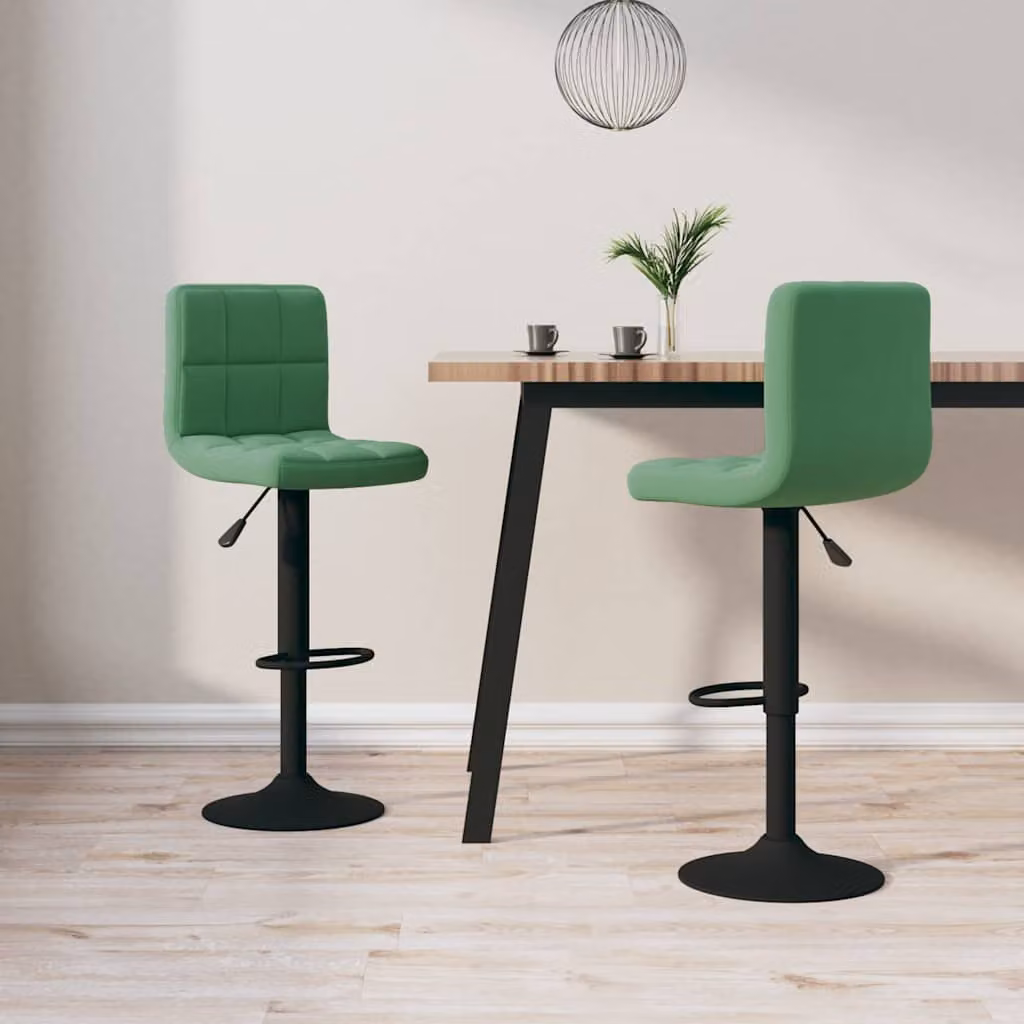 Set di 2 sgabelli da bar vidaXL in velluto verde con base girevole a 360 gradi