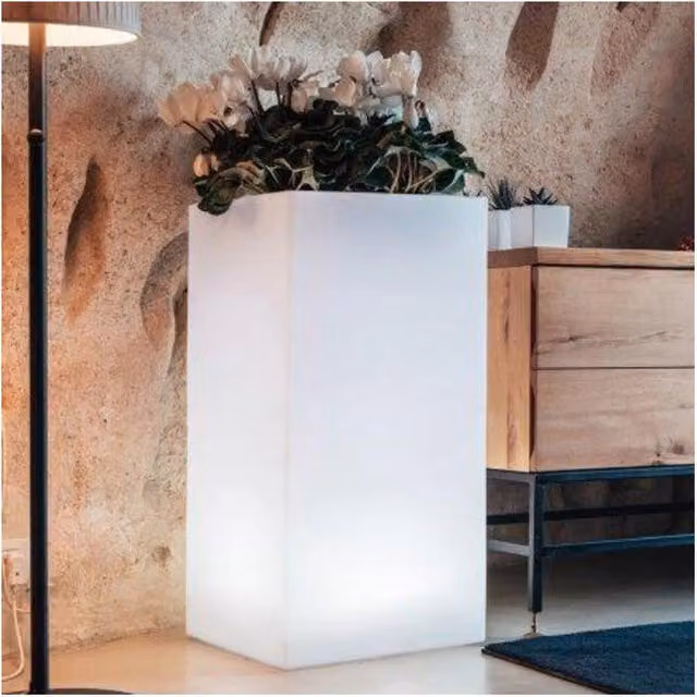 Vaso Home Light Cube Top TEKCNOPLAST Bianco L/P/H: 40 x 40 x 80 cm