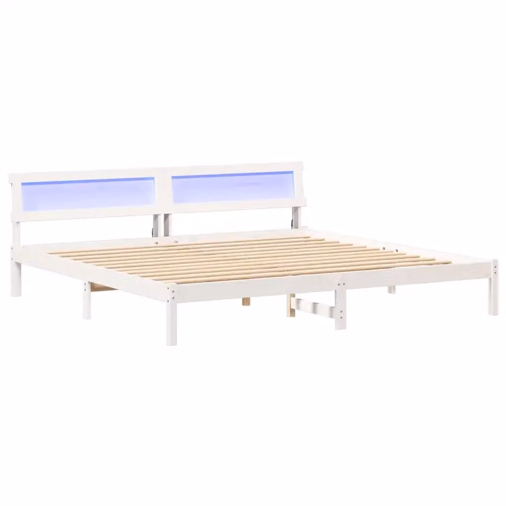 Struttura letto moderna vidaXL in pino massello laccato bianco L/P: 200 x 200 cm – 2
