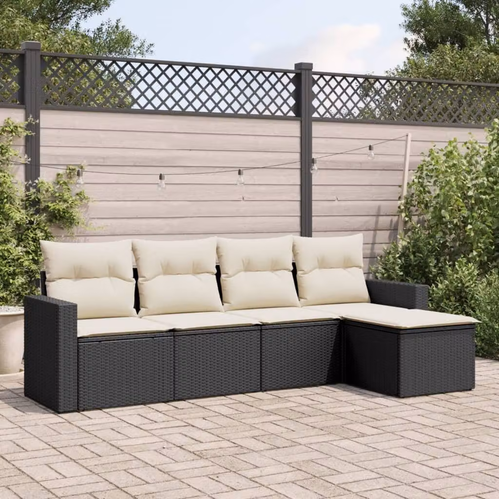 Maison Exclusive - Set divani da giardino 5 pezzi con cuscini in poly rattan nero