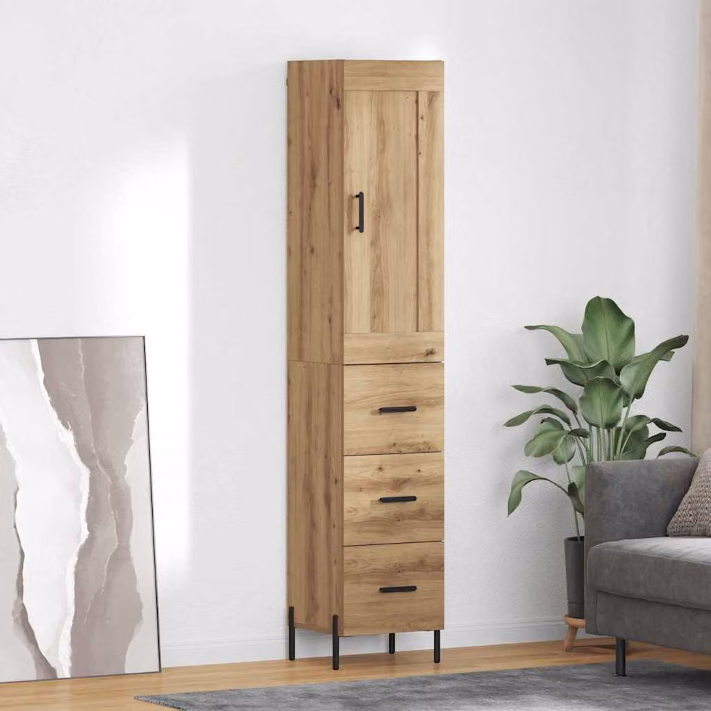 Credenza moderna vidaXL in legno color rovere marrone L: 34,5 cm, P: 34 cm, H: 180 cm