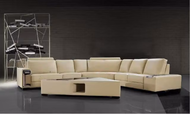 Ledersofa Ecksofa Sofa mit USB,Design Sitz Polster Garnitur Wohnlandschaft 2348