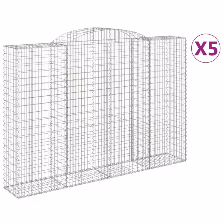 Cesti Gabbioni ad Arco 5 pz 300x50x200/220 cm Ferro Zincato