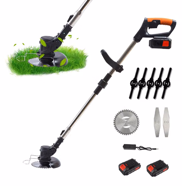 Tagliaerba a batteria da 21V, con 2 batterie, 4 lame e sistema di mulching