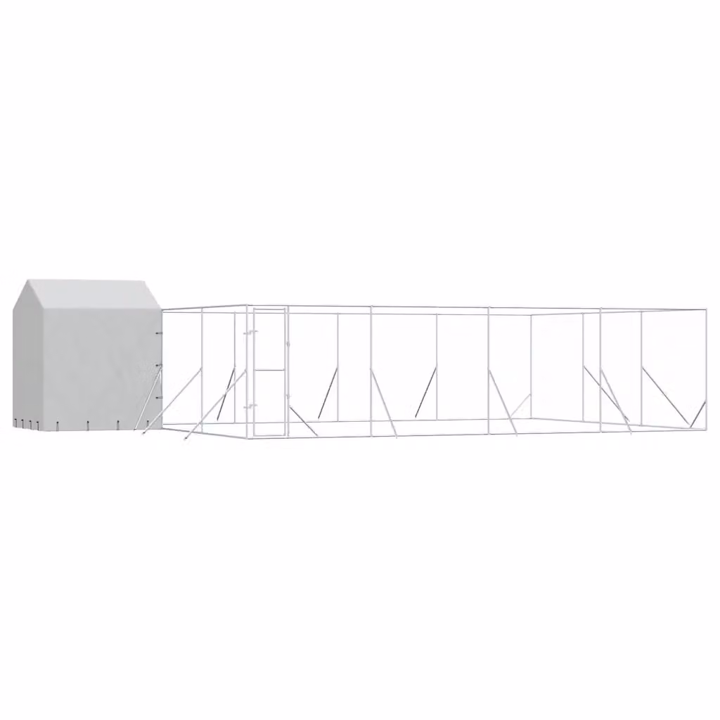 Cuccia per cani da esterno vidaXL in acciaio zincato argento L: 10 m, P: 6 m, H: 2,5 m – 2