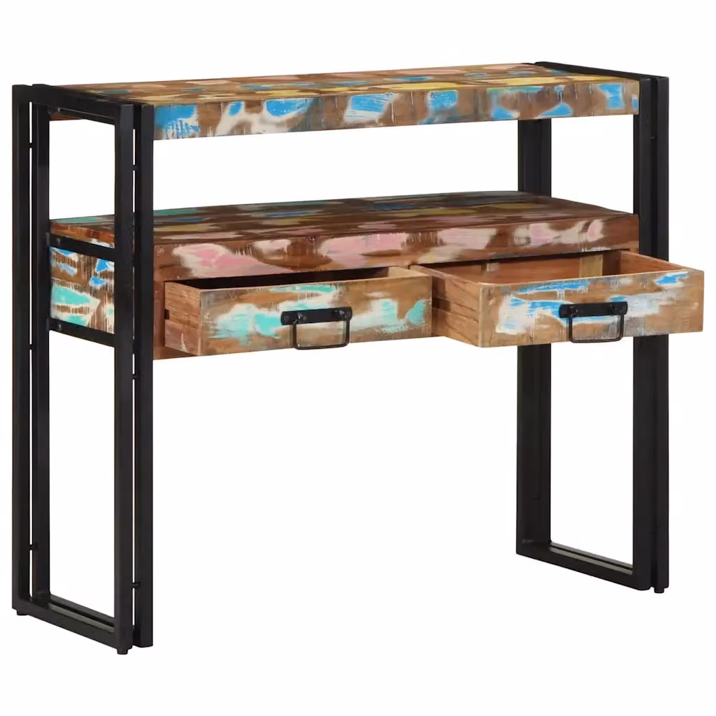 Tavolo consolle in legno massello e metallo stile industrial vidaXL L/P/H: 90 x 33 x 75 cm – 2
