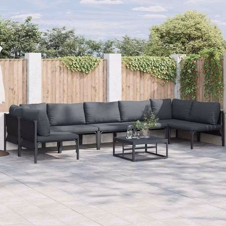 Maison Exclusive - Set da giardino composto da 7 pezzi, divano, acciaio nero