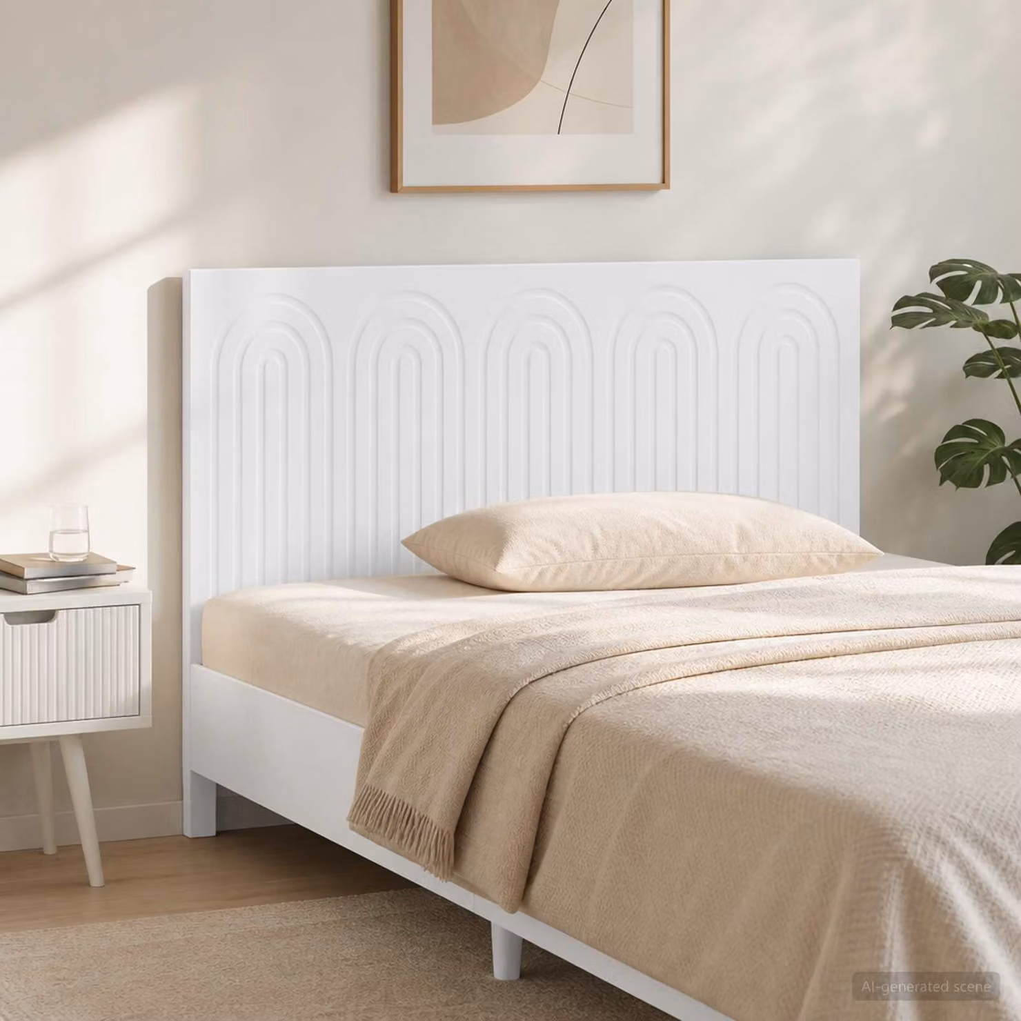 Testiera da muro moderna vidaXL ALKMAAR in legno ingegnerizzato bianco opaco