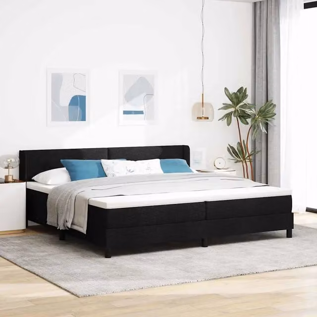 Letto a molle con testiera vidaXL in tessuto nero L: 200 cm, P: 200 cm, H: 280 cm – 1