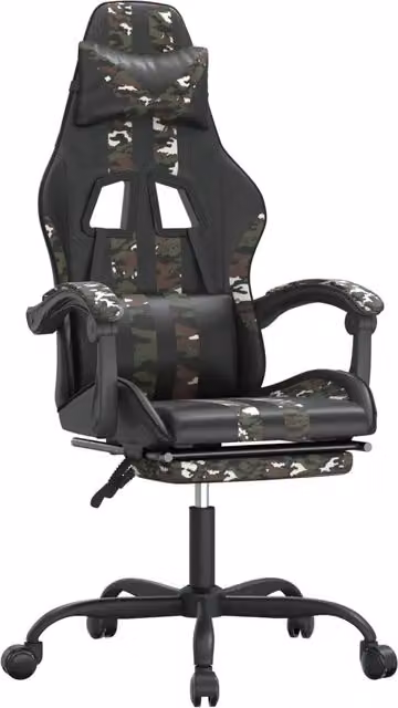 Sedia da Gaming | Sedia da e-sports con Poggiapiedi Nero e Mimetico in Similpelle