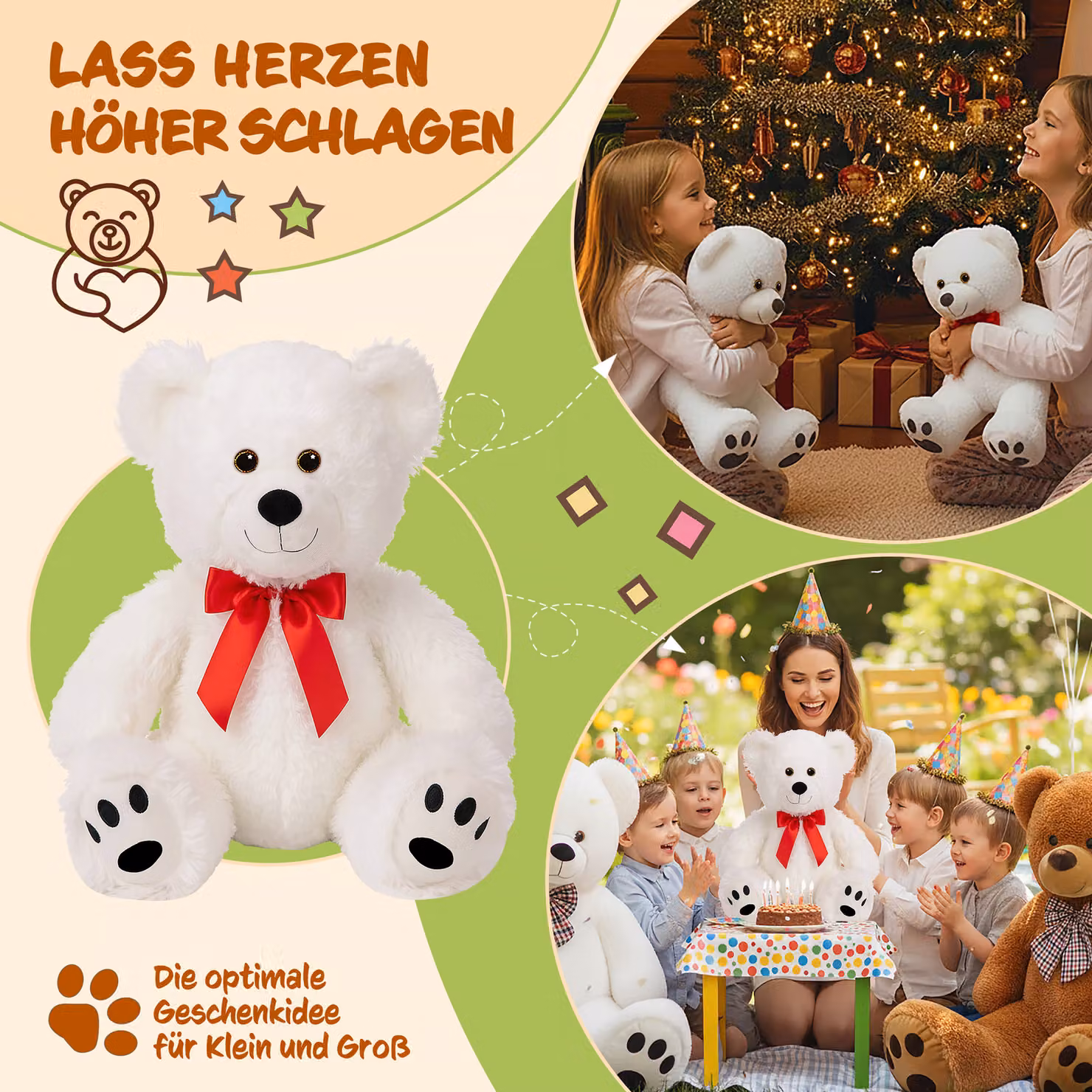 Peluche Orsacchiotto DEUBA bianco, Altezza: 50 cm – 3