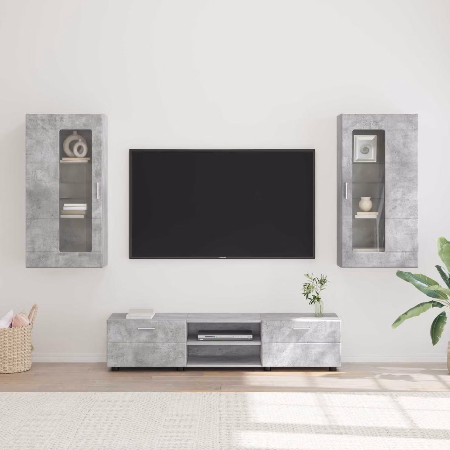 Set mobile TV moderno vidaXL FLORIN in 3 pezzi Grigio, L/P/H: 150 x 39 x 30 cm – 1
