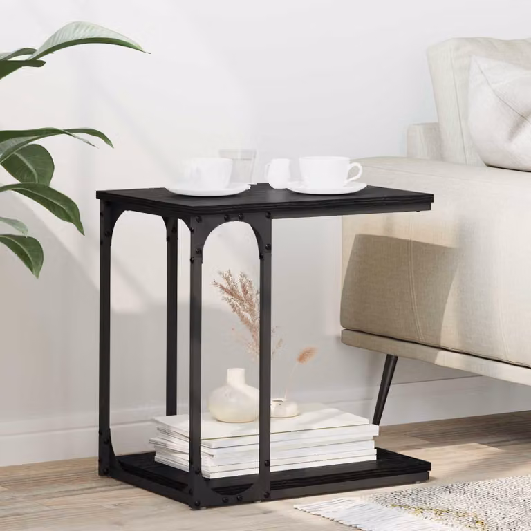 vidaXL Tavolo laterale moderno nero L: 50 cm, P: 35 cm, H: 52 cm