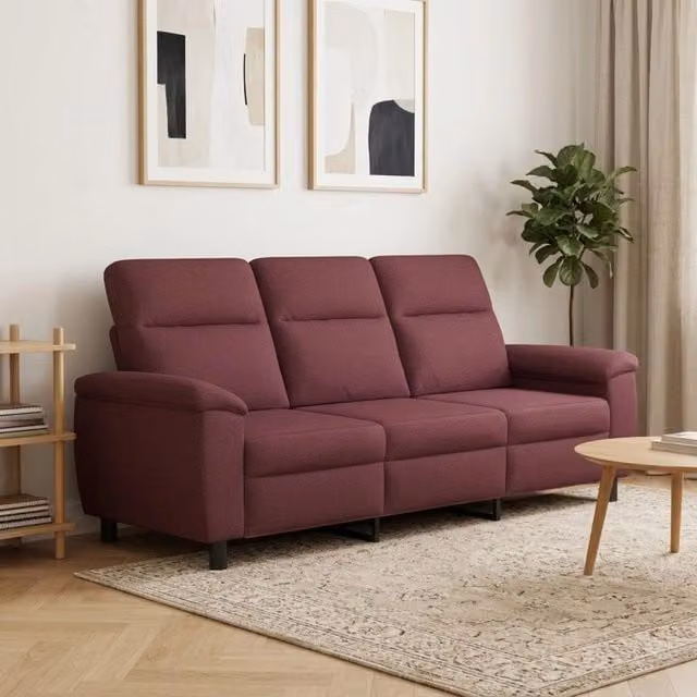 Divano moderno viola vidaXL con struttura in metallo e rivestimento in tessuto L: 214 cm, P: 90 cm, H: 95 cm – 1