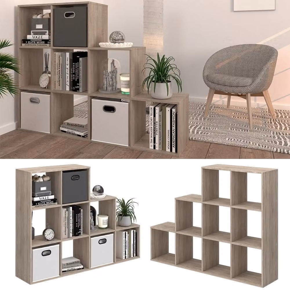 Scaffale a scala Sonoma Vicco in MDF, moderno, marrone o beige, H 142.4 x L 107.8 x P 29.0 cm – 2