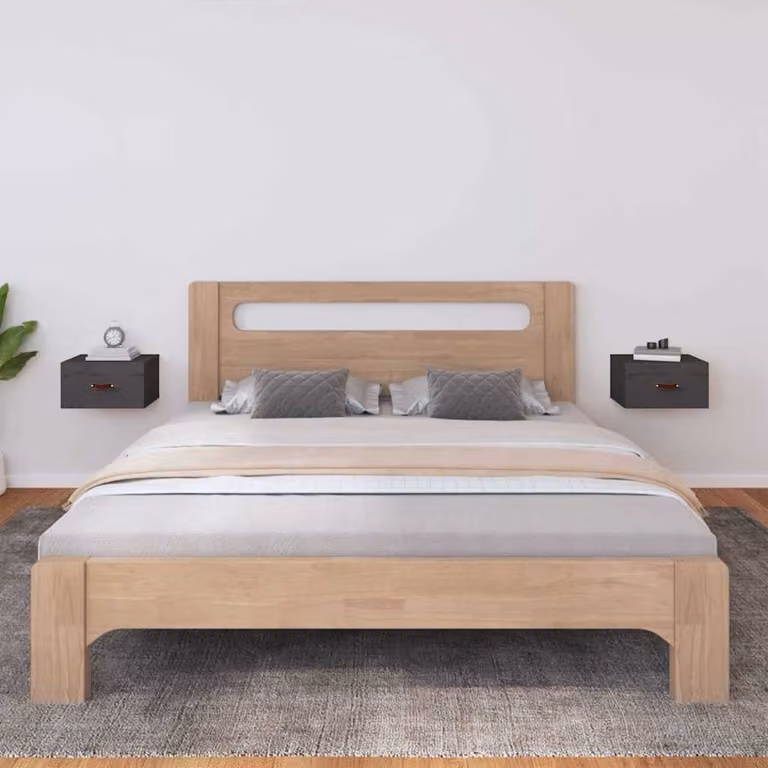Set di 2 comodini da muro vidaXL in legno di pino grigio, design moderno, L 40 cm x P 29,5 cm x H 22 cm