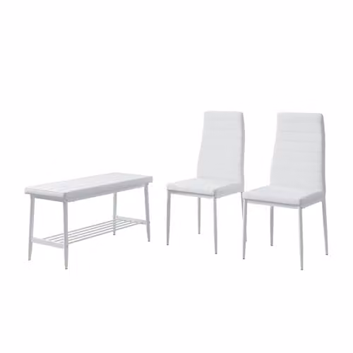 Vicco Set di panca e sedie Grand, Bianco, 85 x 46.5 cm