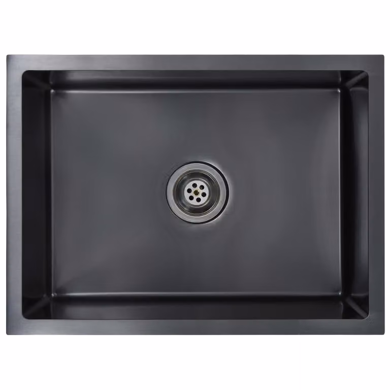 Lavello da Cucina Lavorato a Mano Nero in Acciaio Inox