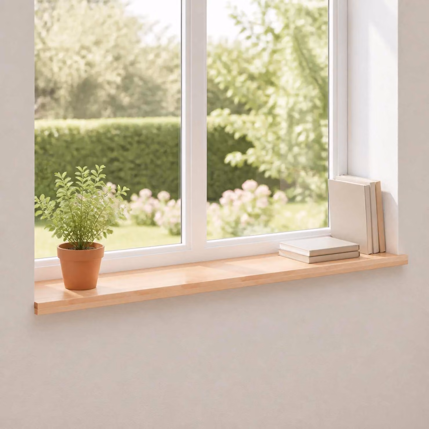 Set di 2 soglie per finestre vidaXL in legno di faggio colore naturale L 120 x P 25 x H 2 cm