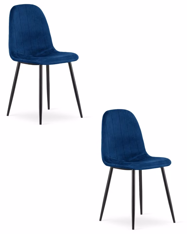 Sedia - Leobert - Padva - Velluto blu navy/gambe nere - 44,5 x 53 x 87 cm - Set da 2