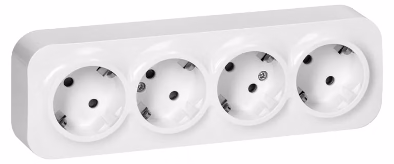 Presa multipla da parete, 16A/230VAC, grado di protezione IP20, colore bianco