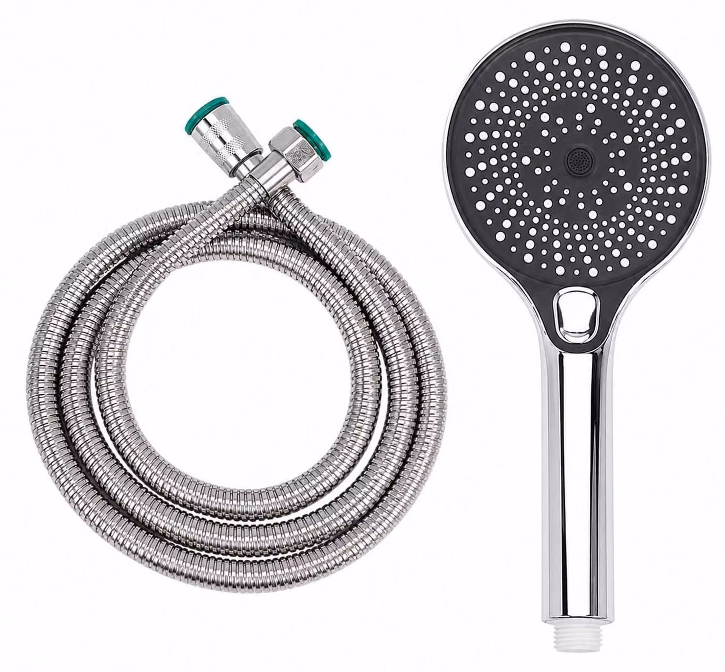 Set doccia ad alta pressione con tubo da 1,5 metri, soffione manuale con 3 tipi di getto, a risparmio idrico, ideale per bassa pressione dell'acqua