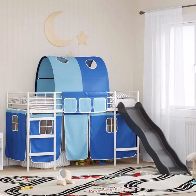 Struttura del letto loft per bambini-Giroletto per bambini Bianco e Blu 75 x 190 cm 984471