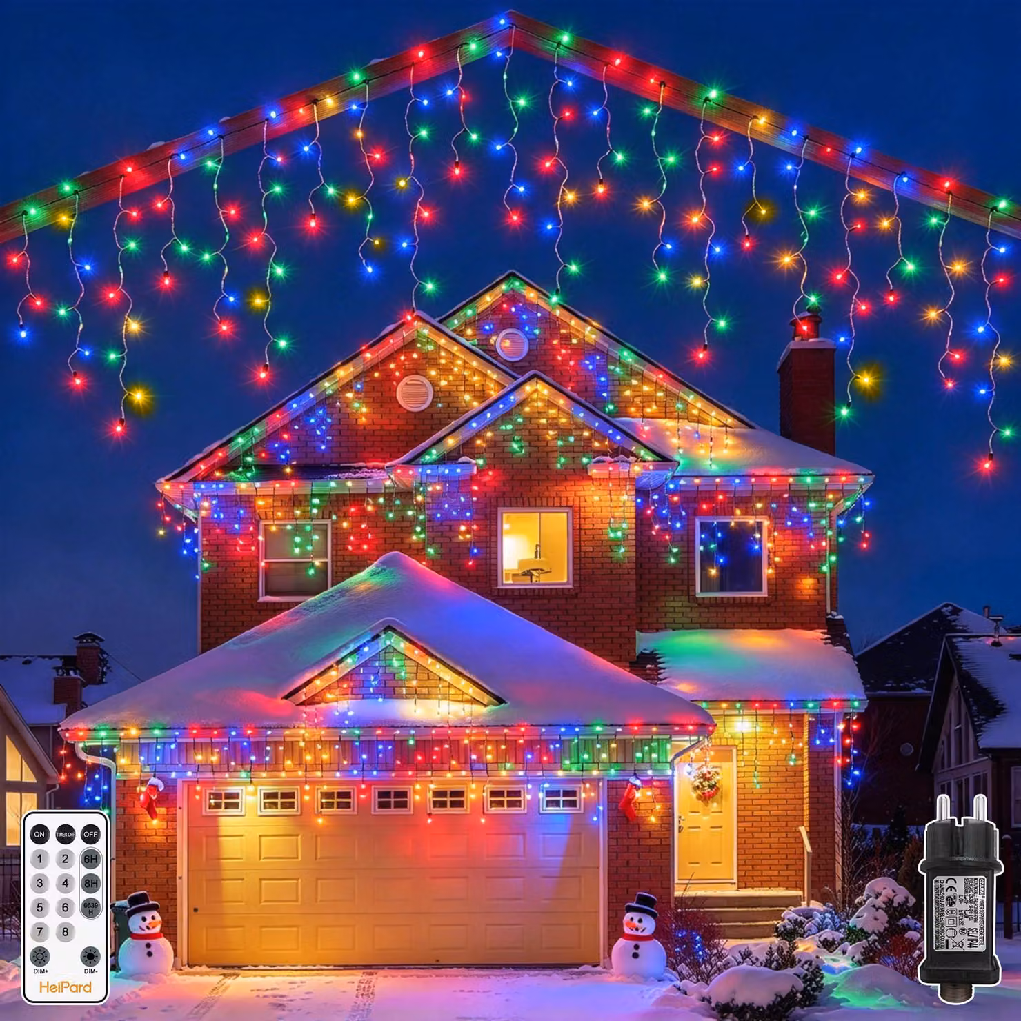 Tenda luminosa esterna multicolore, lunghezza 12,15 metri, 486 LED, grado di protezione IP44
