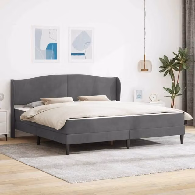 Struttura letto moderna vidaXL in velluto grigio con telaio imbottito L/P/H: 200 x 200 x 101 cm – 1