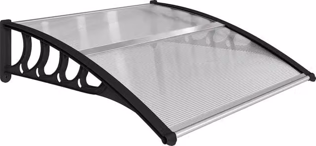 Tettoia da esterno Outsunny in policarbonato trasparente per porte e finestre, L: 103 cm, P: 96,5 cm, H: 27 cm – 1