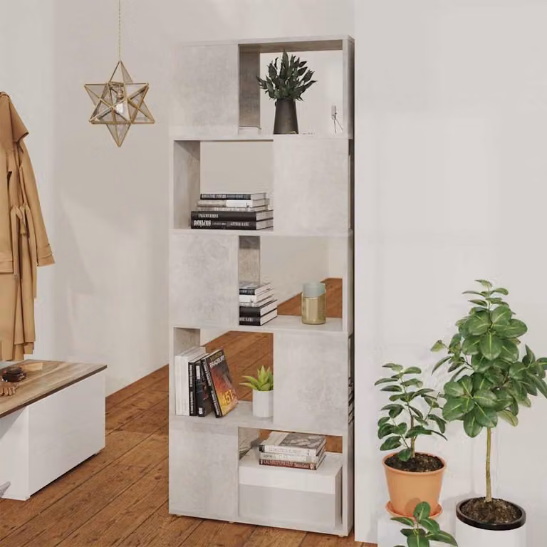 Libreria/Divisorio vidaXL moderna in legno e MDF, Grigio, L 60 cm x P 24 cm x H 155 cm