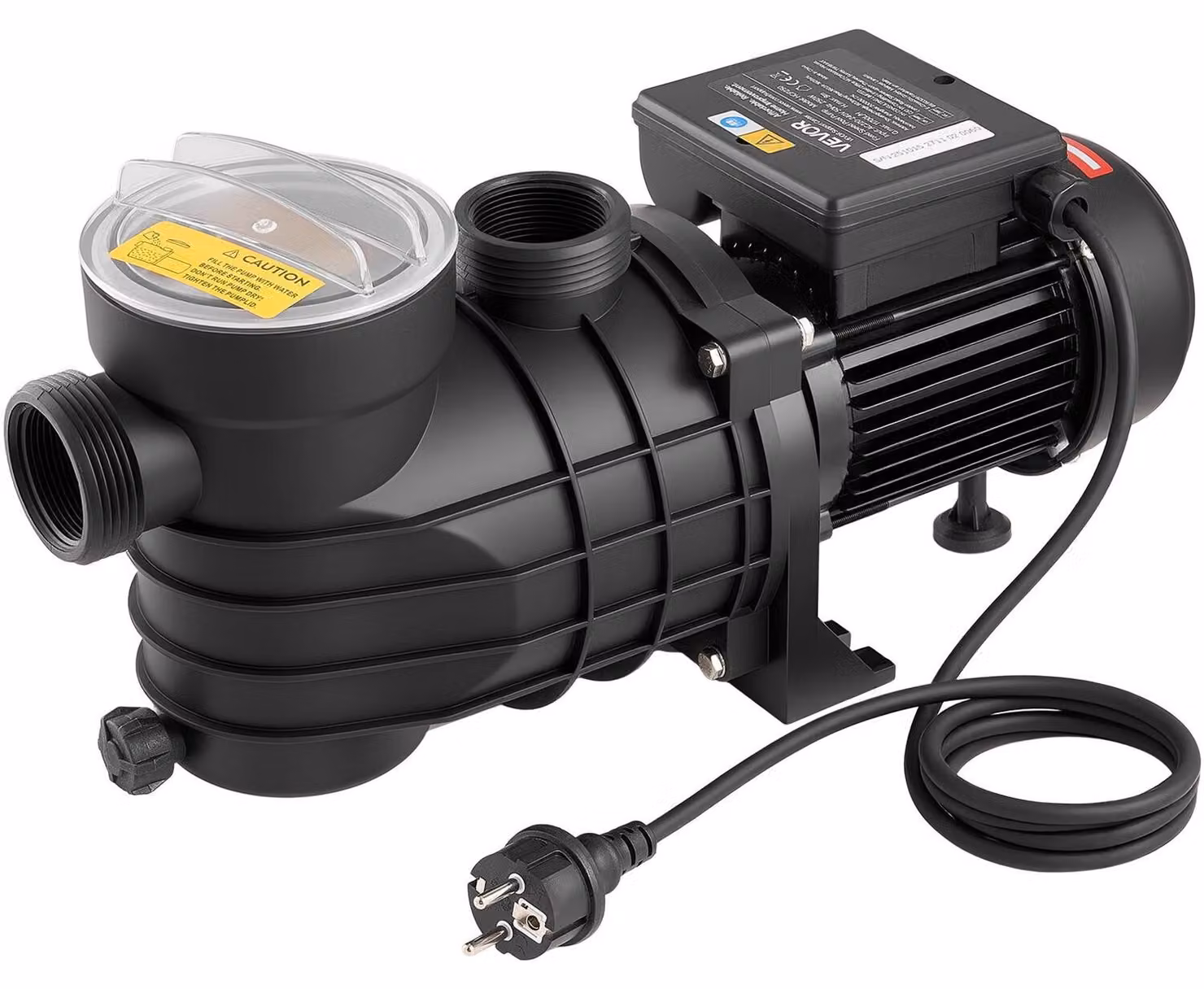 Pompa per piscina fuori terra, 250 W, portata massima 11.700 l/h, pompa per piscina a velocità singola, 220-240 V CA, 2850 giri/min, prevalenza massima 8 m, con cestello filtrante e coperchio, per piscine fuori terra, vasche idromassaggio e spa