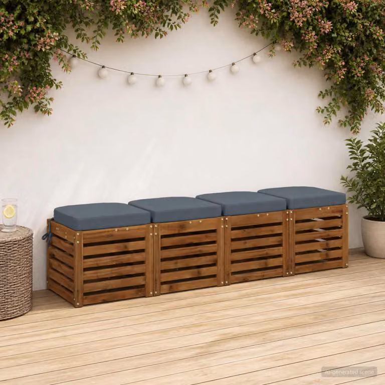 Set di 4 cuscini per sedile vidaXL SOEST in poliestere, colore blu