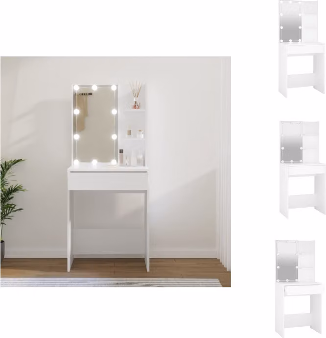 vidaXL Tavolino da toilette con LED bianco 60x40x140 cm - Tavolini da toilette