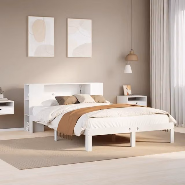 Letto Libreria senza Materasso Bianco 135x190 cm Legno di Pino 3322510