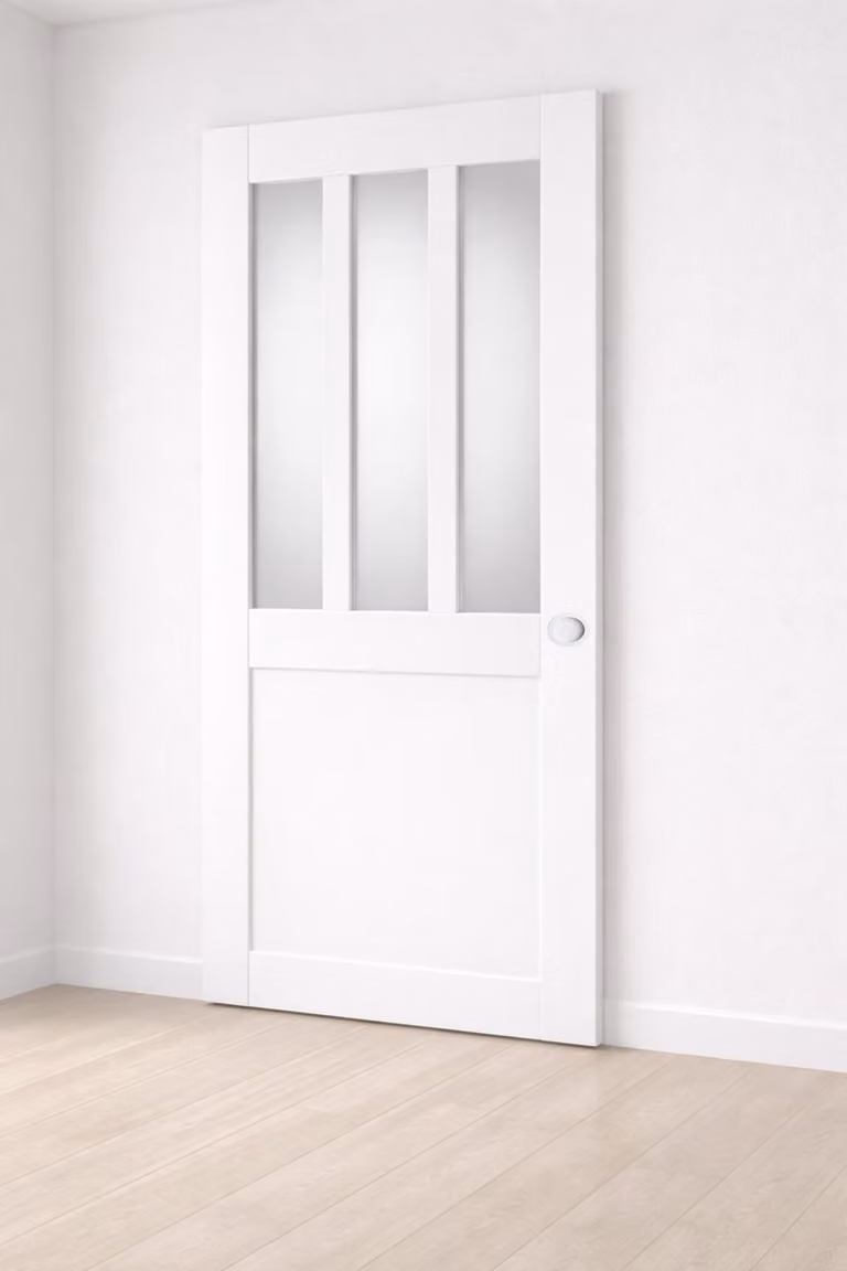 Porta scorrevole da laboratorio bianca con vetro opacizzato H204 x L93 cm, gusci bianchi GD MENUISERIES