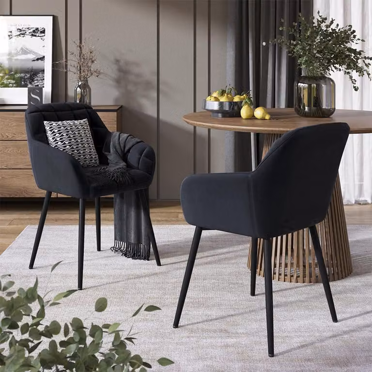 sedie Vicco Relio Nero 53.5 x 55.5 cm Set di 2, Model 59373