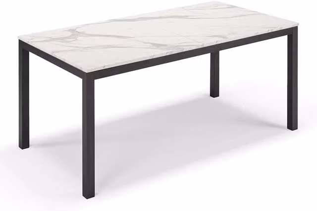 Tavolo da pranzo allungabile Marmo di Carrara 160x85 modello GIOTTO MADE IN ITALY con 2 allunghe laterali da 40 cm per sala da pranzo, cucina e soggiorno, design moderno