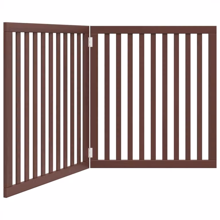 Cancello Cani Pieghevole 2 Pannelli Marrone 160cm Legno Pioppo