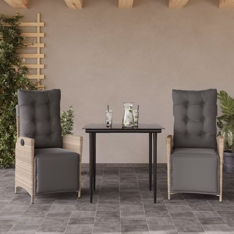 Maison Exclusive - Set Pranzo da Giardino 3pz con Cuscini Grigio Chiaro Polyrattan