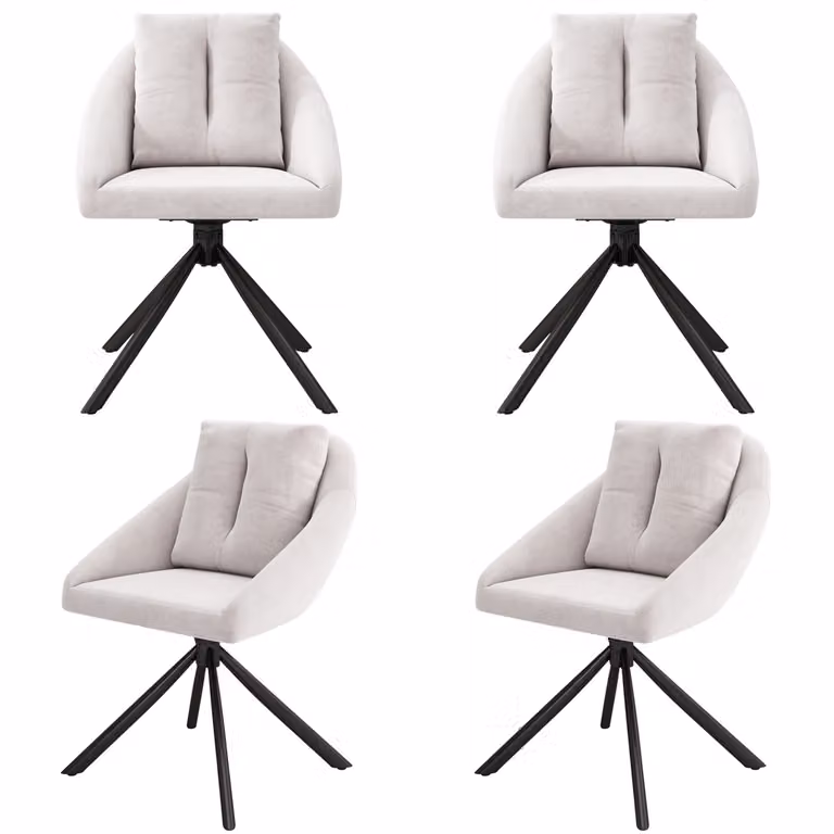 SWeiko sedia da pranzo sedia di velluto sedia imbottita sedia girevole, tessuto di velluto traspirante, design ergonomico, 4 pezzi, beige