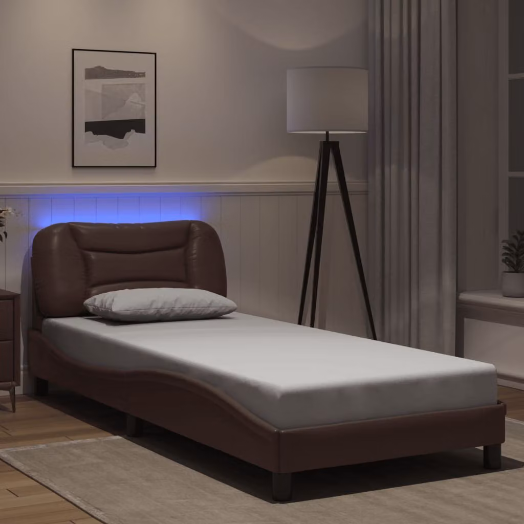 Giroletto vidaXL Hvar Marrone con LED e porta USB, senza materasso, L 200 x P 80 cm
