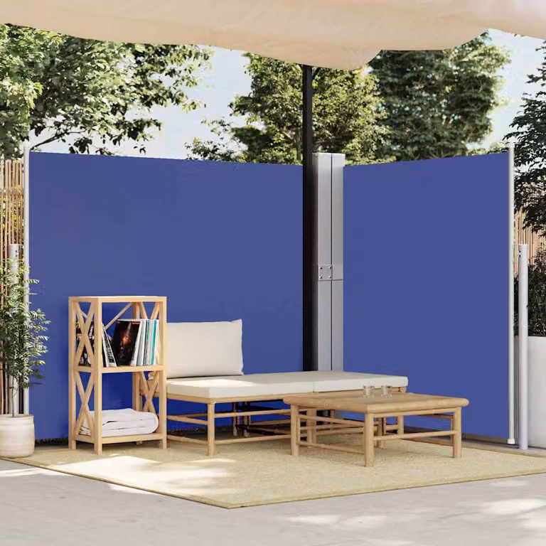 Tenda Laterale Retrattile per Patio vidaXL in Poliestere e Acciaio, Blu, L: 1200 cm, H: 170 cm