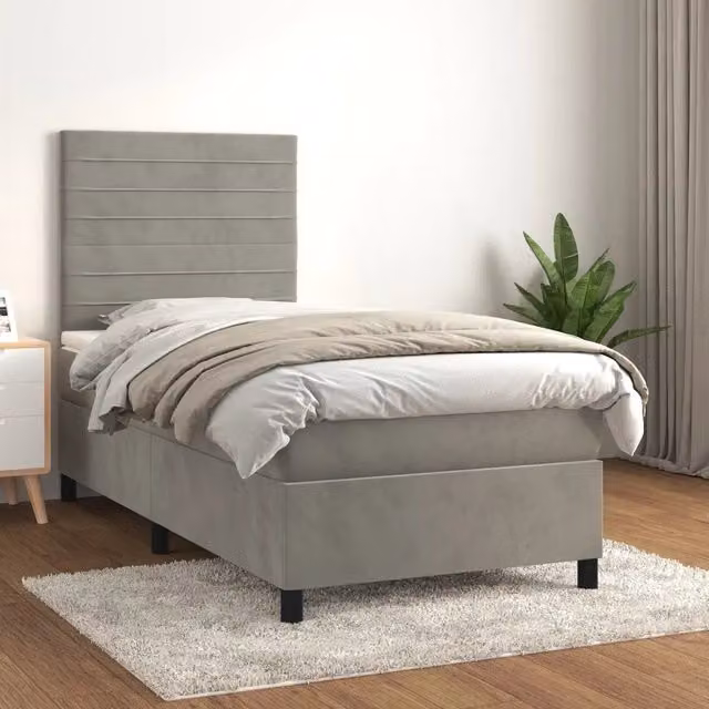 Giroletto a Molle con Materasso-Struttura Letto Grigio Chiaro 80x200 cm Velluto 403439