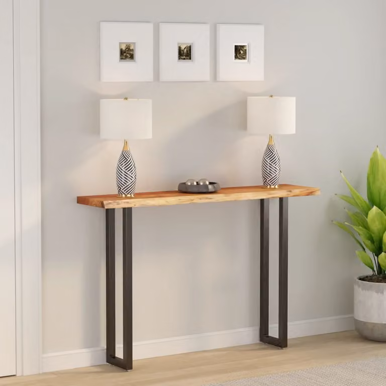 Piano Tavolo Rettangolare in Legno di Acacia con Bordi Vivi Marrone vidaXL L: 180 cm, P: 30 cm, H: 3,8 cm