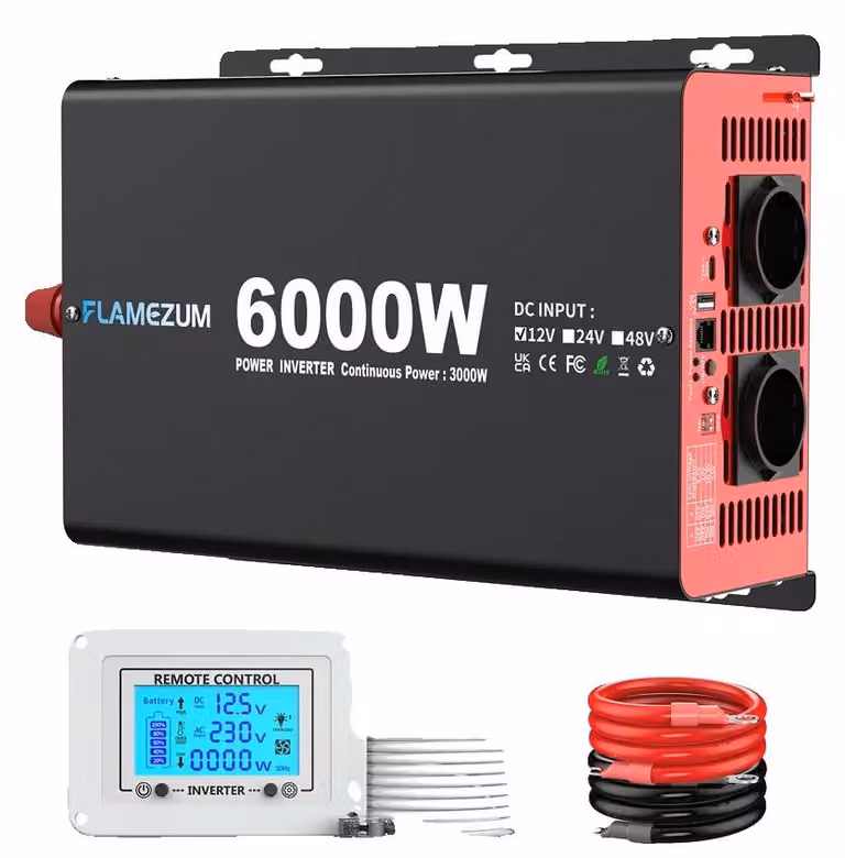 Inverter, potenza nominale di 3000W, telecomando LCD, 12V, 6000W (potenza nominale di 3000W)