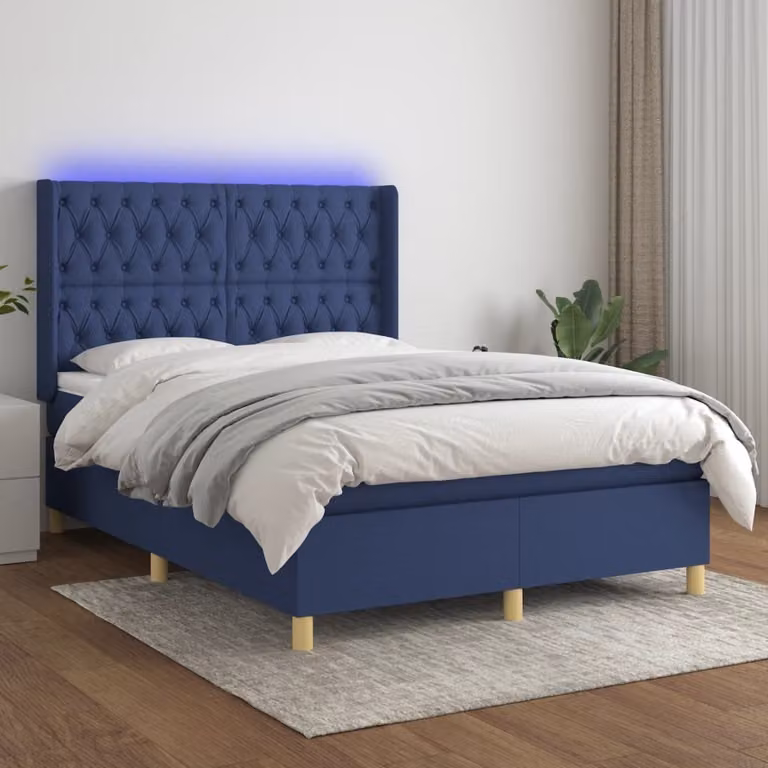 Maison Exclusive - Letto a Molle con Materasso e LED Blu 140x200 cm in Tessuto